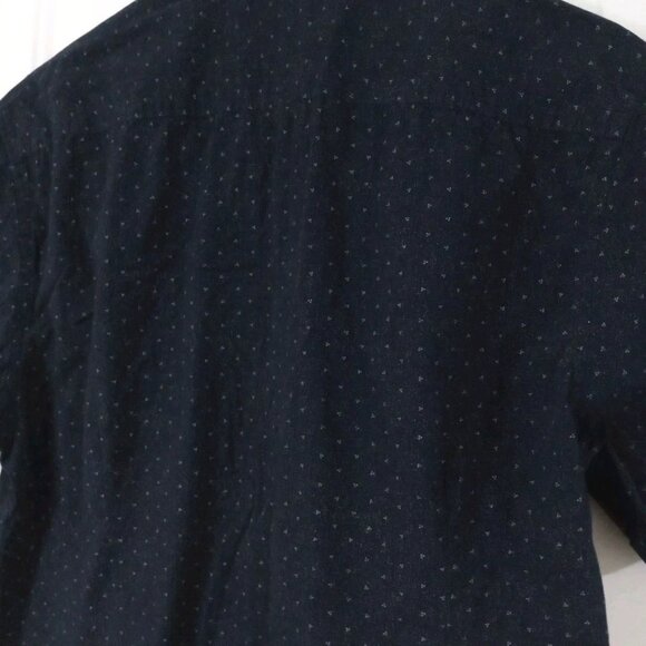 LON NYC Men’s Size Large Button Down Shirt Navy Blue 100% Cotton Short Sleeve - Picture 7 of 7